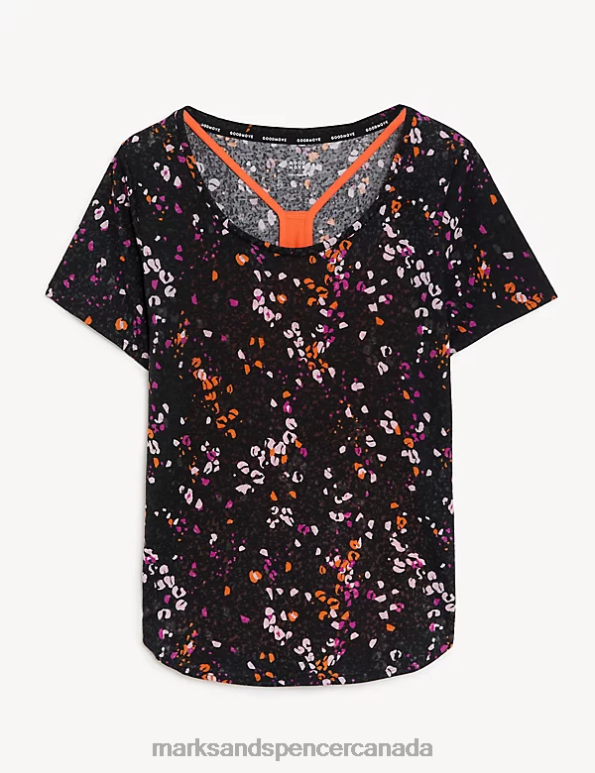 Marks and Spencer sale - Women Tangerine Clothing Marks & Spencer Printed Scoop Neck 2-in-1 T-Shirt 20VTD1140