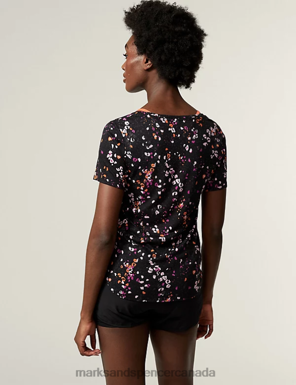 Marks and Spencer sale - Women Tangerine Clothing Marks & Spencer Printed Scoop Neck 2-in-1 T-Shirt 20VTD1140