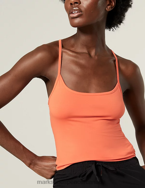 Marks and Spencer sale - Women Tangerine Clothing Marks & Spencer Printed Scoop Neck 2-in-1 T-Shirt 20VTD1140