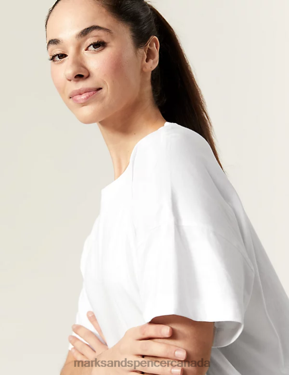 Marks and Spencer sale - Women White Clothing Marks & Spencer Pure Cotton Scoop Neck Oversized T-Shirt 20VTD815