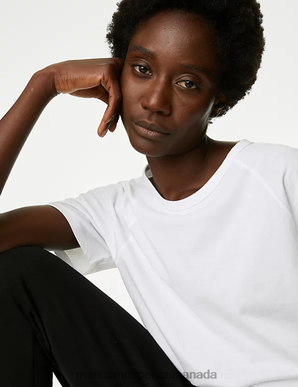 Women White Clothing Marks & Spencer Pure Cotton Scoop Neck Relaxed T-Shirt 20VTD1489 - Marks and Spencer Canada locations