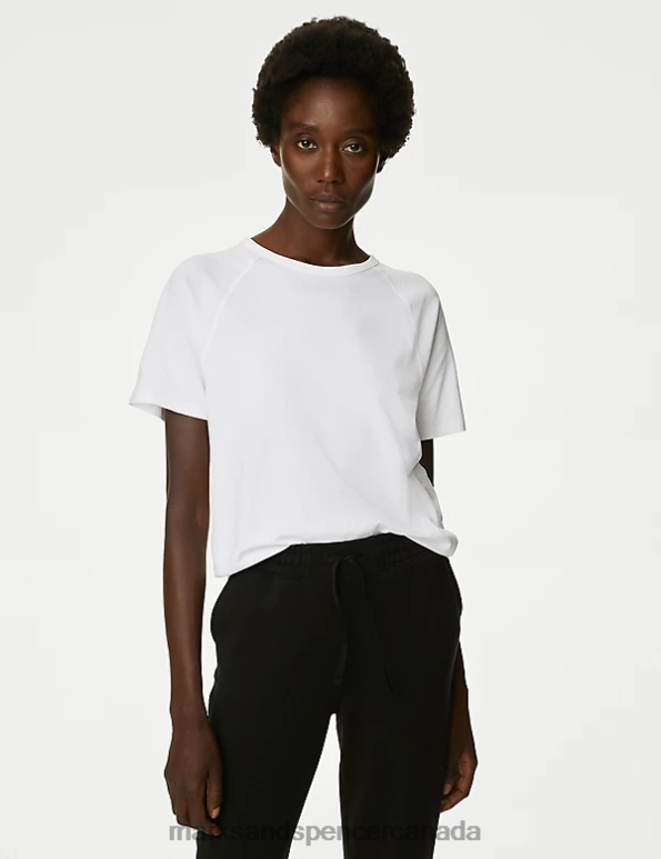 Women White Clothing Marks & Spencer Pure Cotton Scoop Neck Relaxed T-Shirt 20VTD1489 - Marks and Spencer Canada locations