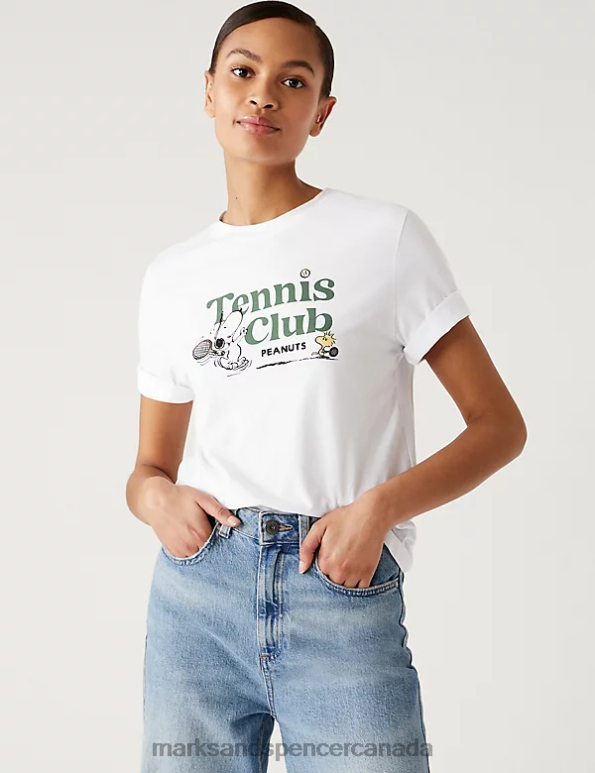 Marks and Spencer near me - Women White Clothing Marks & Spencer Pure Cotton Snoopy T-Shirt 20VTD3097