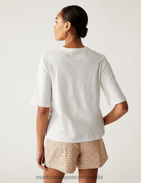 Women White Clothing Marks & Spencer Pure Cotton Tea Dyed T-Shirt 20VTD2314 - Marks and Spencer online