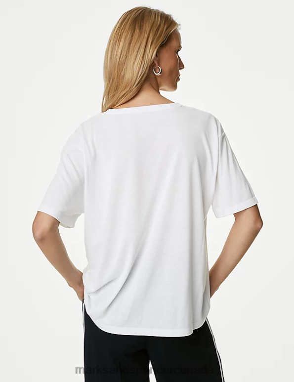 Women White Clothing Marks & Spencer Relaxed Short Sleeve T-Shirt 20VTD2739 - Marks and Spencer outlet