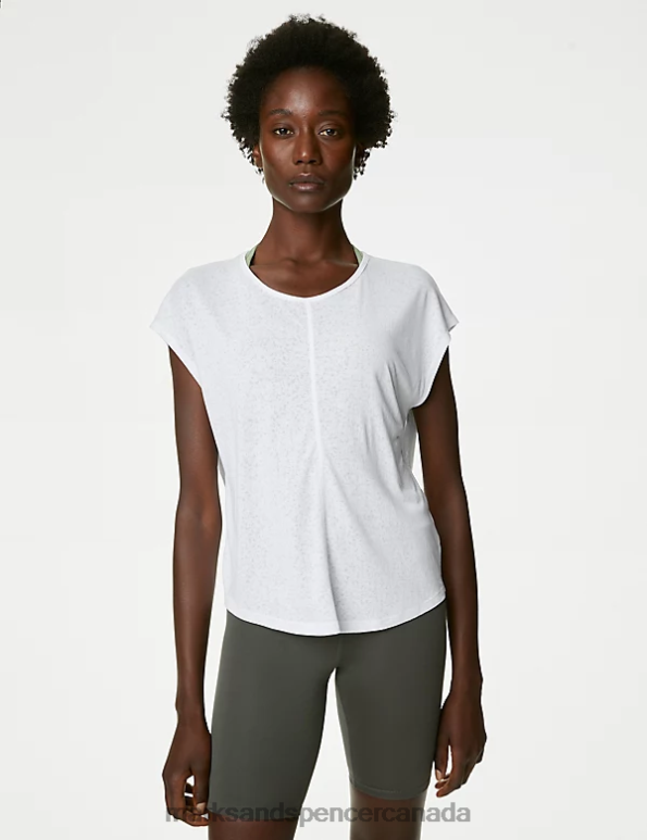 Women White Clothing Marks & Spencer Scoop Neck Twist Back Yoga T-Shirt 20VTD3136 - Marks and Spencer online