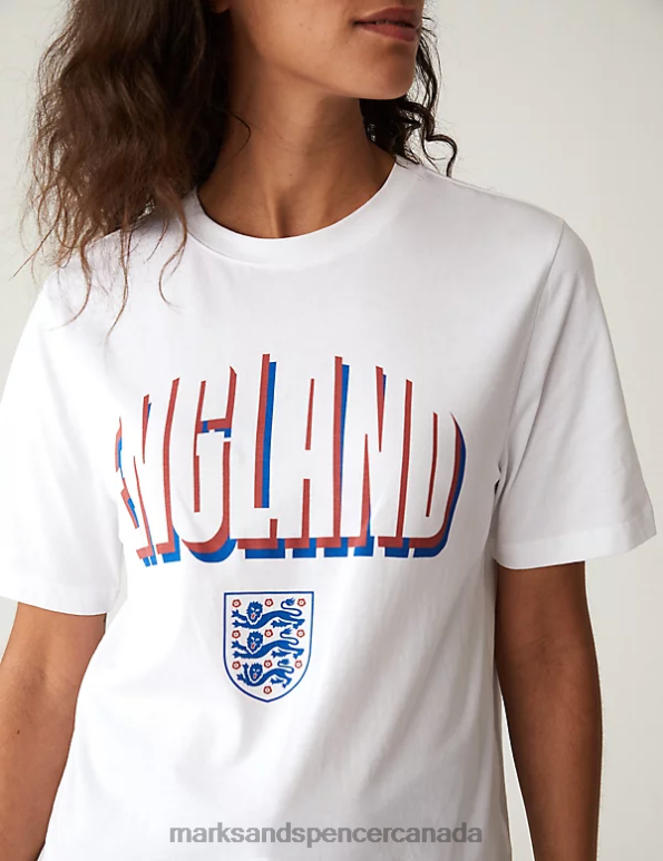 Marks and Spencer sale - Women White Mix Clothing Marks & Spencer Pure Cotton England T-Shirt 20VTD2883