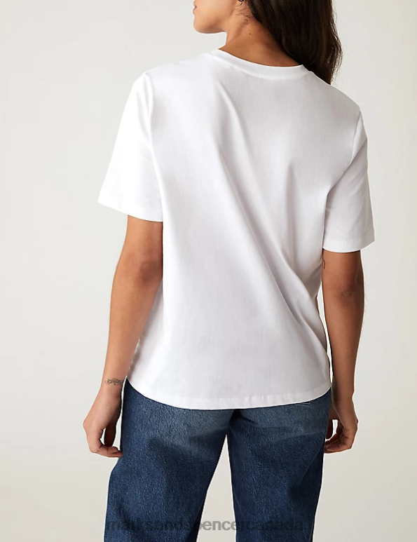 Marks and Spencer sale - Women White Mix Clothing Marks & Spencer Pure Cotton England T-Shirt 20VTD2883