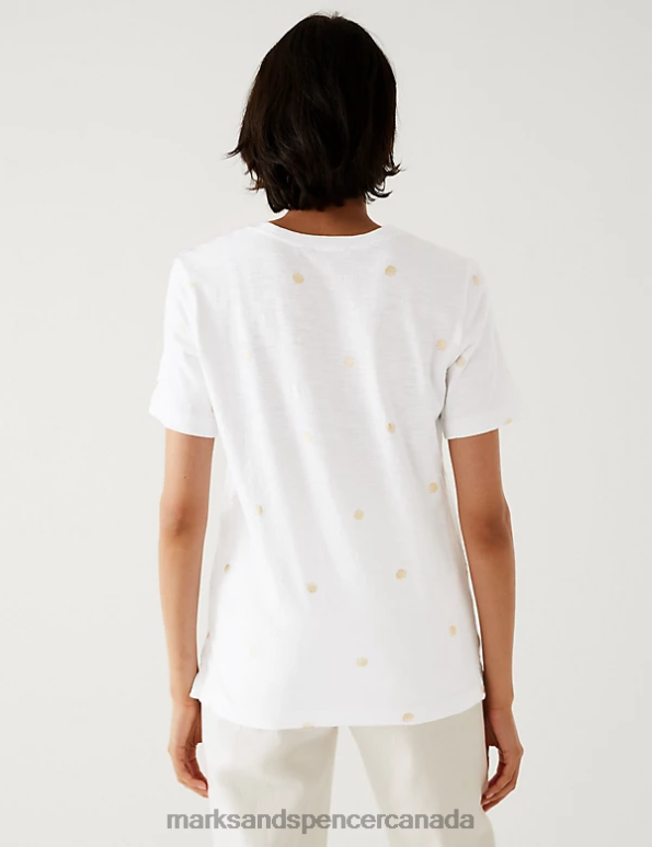Marks and Spencer near me - Women White Mix Clothing Marks & Spencer Pure Cotton Printed Pocket T-Shirt 20VTD2683