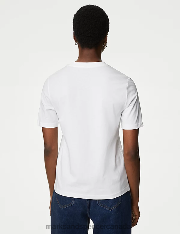 Marks and Spencer near me - Women White Mix Clothing Marks & Spencer Pure Cotton T-Shirt 20VTD766