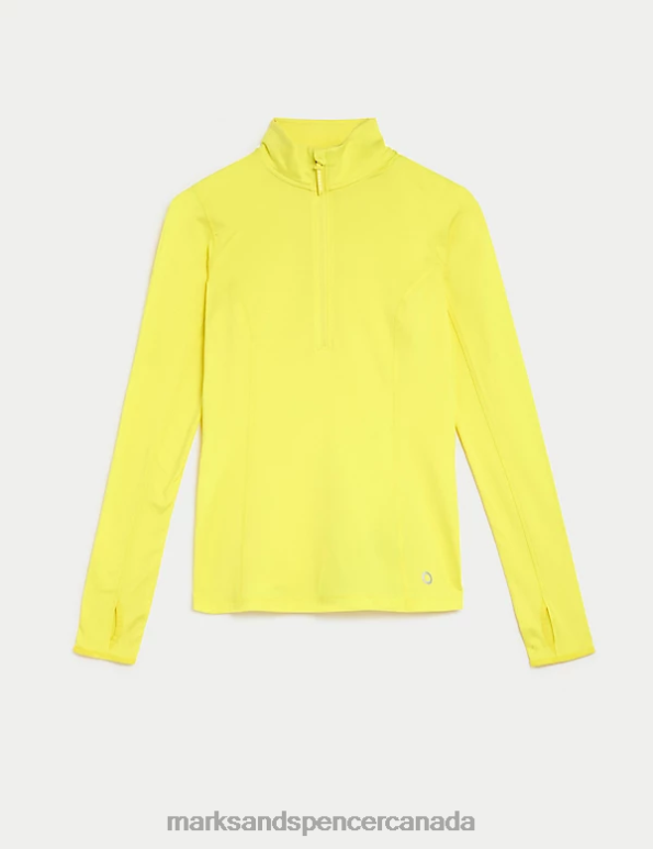 Women Acid Yellow Clothing Marks & Spencer Funnel Neck Half Zip Running Top 20VTD3467 - Marks and Spencer Canada locations
