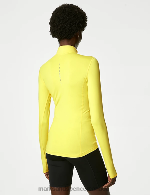 Women Acid Yellow Clothing Marks & Spencer Funnel Neck Half Zip Running Top 20VTD3467 - Marks and Spencer Canada locations