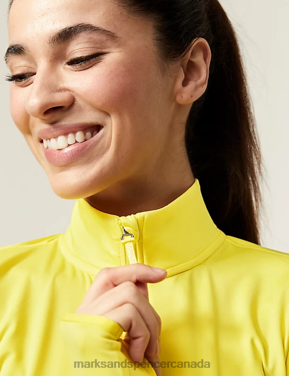 Women Acid Yellow Clothing Marks & Spencer Funnel Neck Half Zip Running Top 20VTD3467 - Marks and Spencer Canada locations