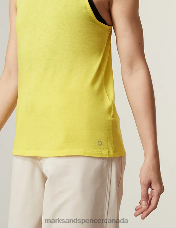 Marks and Spencer Canada - Women Acid Yellow Clothing Marks & Spencer Scoop Neck Vest Top with Merino Wool 20VTD1896