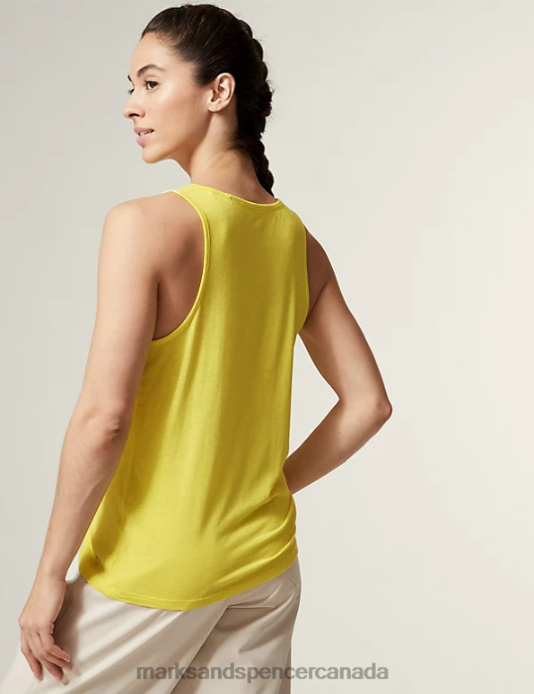 Marks and Spencer Canada - Women Acid Yellow Clothing Marks & Spencer Scoop Neck Vest Top with Merino Wool 20VTD1896