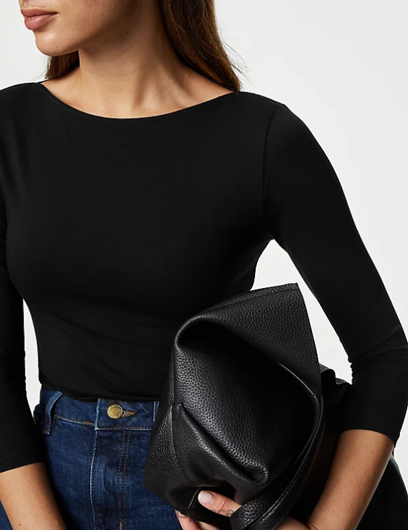 Marks and Spencer Canada - Women Black Clothing Marks & Spencer 2pk Cotton Rich Slim Fit Tops 20VTD1774