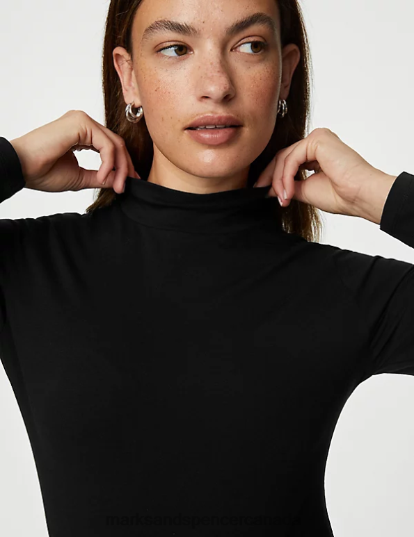 Women Black Clothing Marks & Spencer 2pk Cotton Rich Slim Fit Tops 20VTD2343 - Marks and Spencer online