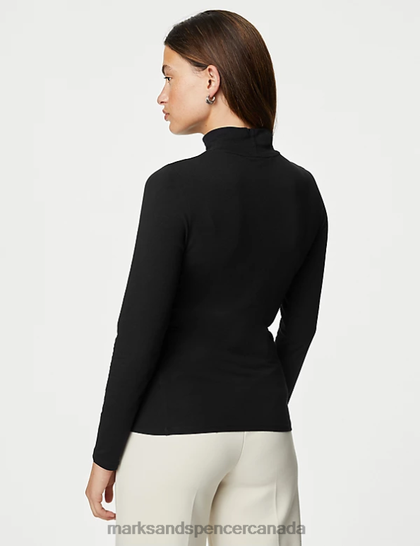 Women Black Clothing Marks & Spencer 2pk Cotton Rich Slim Fit Tops 20VTD2343 - Marks and Spencer online