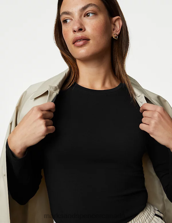 Marks and Spencer near me - Women Black Clothing Marks & Spencer 2pk Cotton Rich Slim Fit Tops 20VTD3234