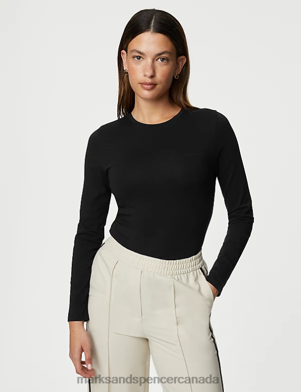 Marks and Spencer near me - Women Black Clothing Marks & Spencer 2pk Cotton Rich Slim Fit Tops 20VTD3234