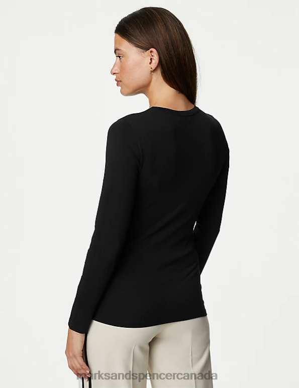 Marks and Spencer near me - Women Black Clothing Marks & Spencer 2pk Cotton Rich Slim Fit Tops 20VTD3234