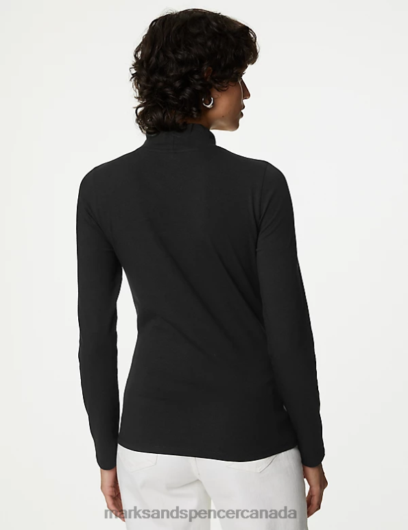 Marks and Spencer Canada - Women Black Clothing Marks & Spencer Cotton Rich Slim Fit Top 20VTD2146