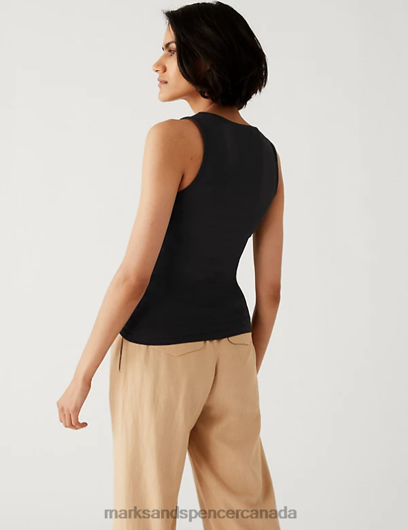Marks and Spencer near me - Women Black Clothing Marks & Spencer Cotton Rich Vest Top 20VTD2281