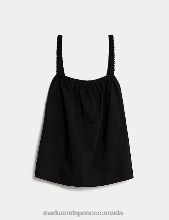 Women Black Clothing Marks & Spencer Pure Cotton Cami Top 20VTD700 - Marks and Spencer outlet