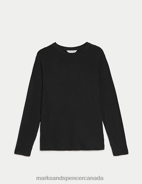 Women Black Clothing Marks & Spencer Round Neck Long Sleeve Top 20VTD1285 - Marks and Spencer online