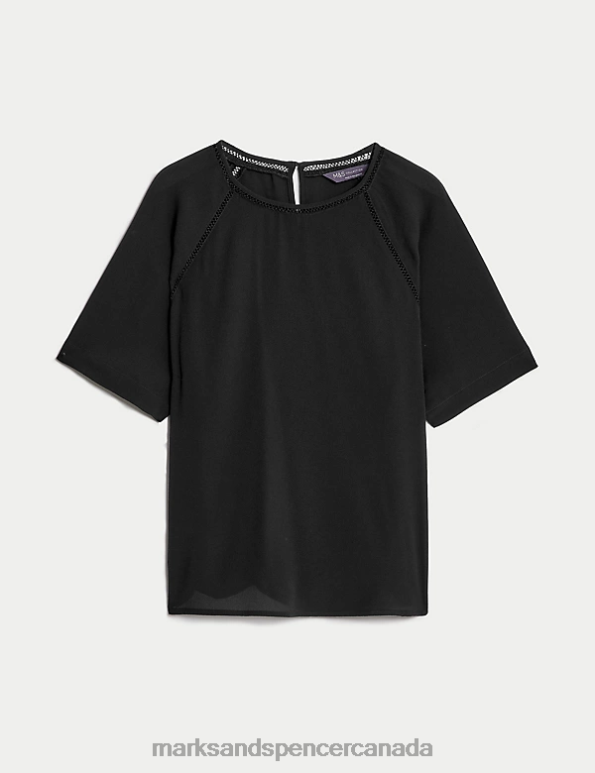 Marks and Spencer Canada - Women Black Clothing Marks & Spencer Short Sleeve Top 20VTD156