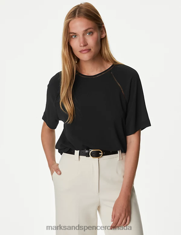 Marks and Spencer Canada - Women Black Clothing Marks & Spencer Short Sleeve Top 20VTD156