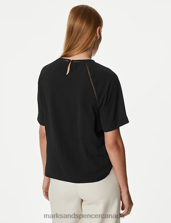 Marks and Spencer Canada - Women Black Clothing Marks & Spencer Short Sleeve Top 20VTD156