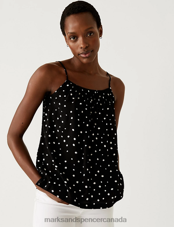Marks and Spencer Canada - Women Black Mix Clothing Marks & Spencer Printed Cami Top 20VTD3492