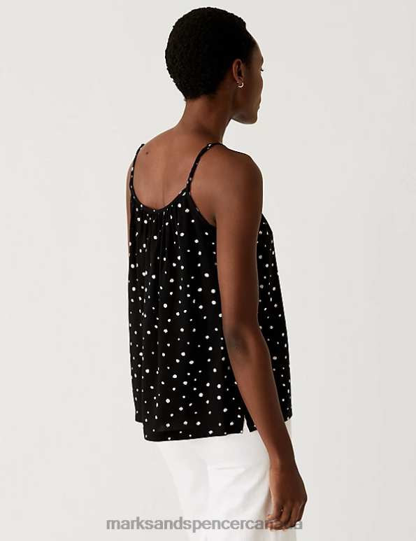 Marks and Spencer Canada - Women Black Mix Clothing Marks & Spencer Printed Cami Top 20VTD3492