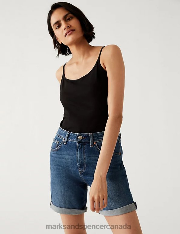 Women Black/White Clothing Marks & Spencer 2pk Cotton Rich Slim Fit Cami Tops 20VTD3361 - Marks and Spencer outlet