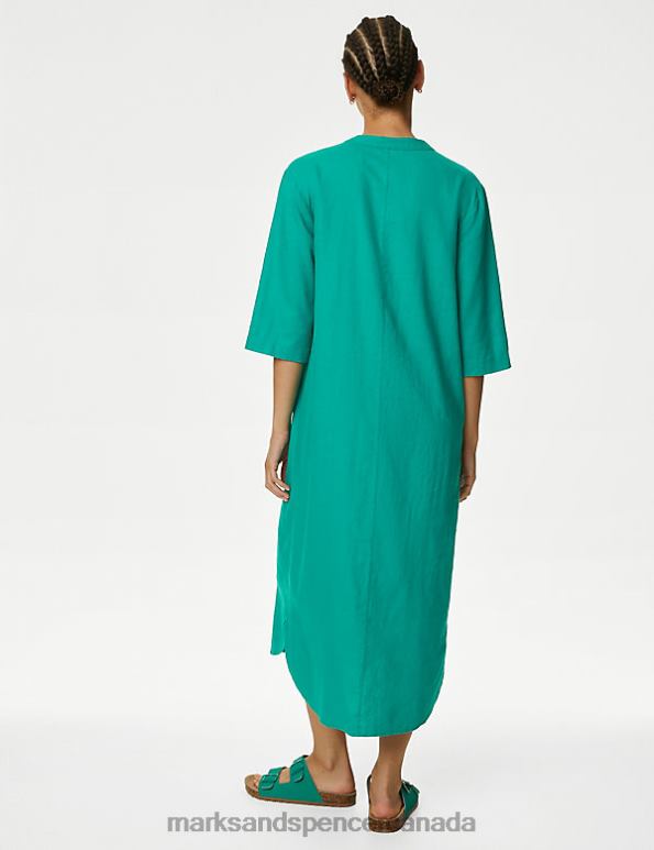 Marks and Spencer near me - Women Bright Green Clothing Marks & Spencer Linen Rich V-Neck Tunic 20VTD978