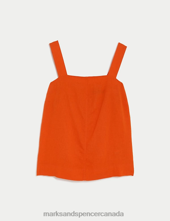 Women Bright Orange Clothing Marks & Spencer Linen Blend Cami Top 20VTD599 - Marks and Spencer online