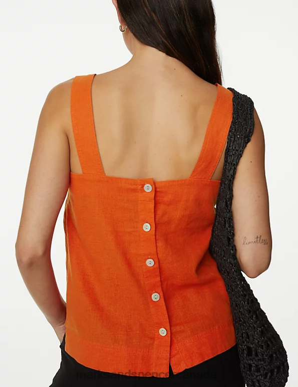 Women Bright Orange Clothing Marks & Spencer Linen Blend Cami Top 20VTD599 - Marks and Spencer online