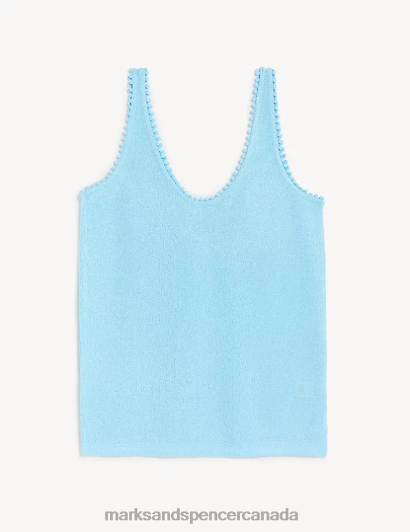 Women Bright Turquoise Clothing Marks & Spencer Textured Vest Top 20VTD2526 - Marks and Spencer online