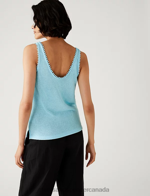 Women Bright Turquoise Clothing Marks & Spencer Textured Vest Top 20VTD2526 - Marks and Spencer online