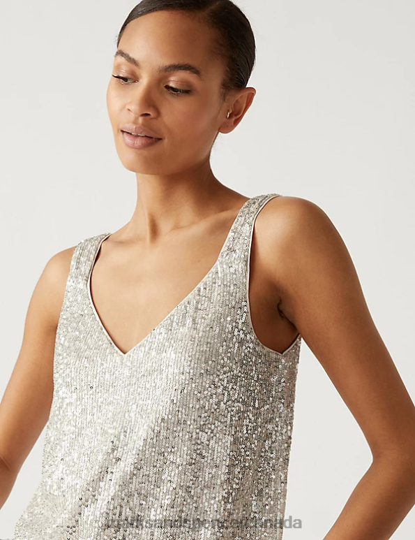 Marks and Spencer sale - Women Champagne Clothing Marks & Spencer Sequin Cami Top 20VTD2525