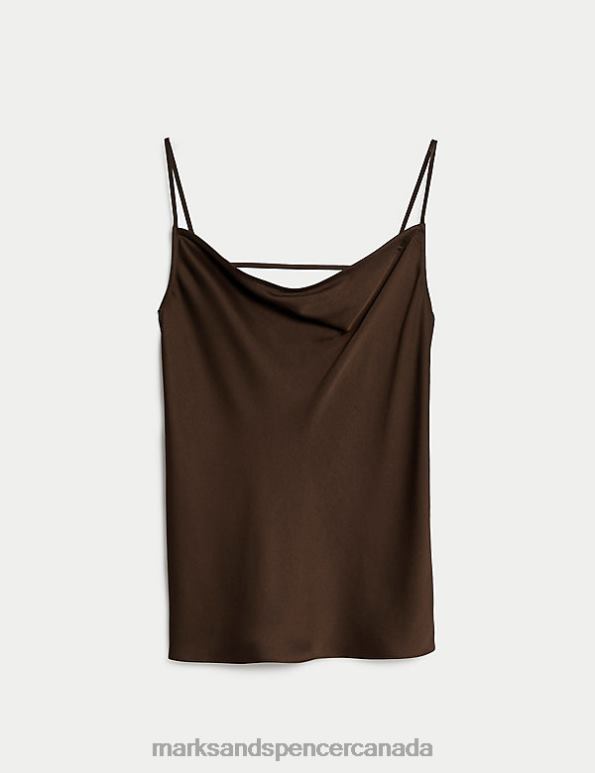 Women Chocolate Clothing Marks & Spencer Satin Cowl Neck Cami Top 20VTD1572 - Marks and Spencer online