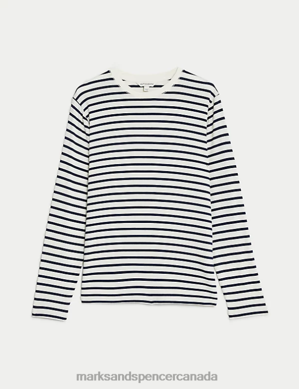 Marks and Spencer sale - Women Dark Navy Mix Clothing Marks & Spencer Jersey Striped Top 20VTD1234