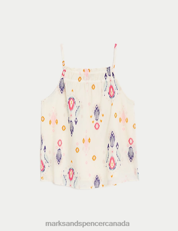 Marks and Spencer near me - Women Ecru Mix Clothing Marks & Spencer Pure Cotton Printed Cami Top 20VTD1665