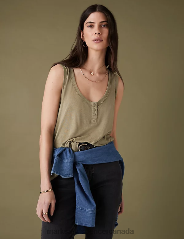 Women Faded Khaki Clothing Marks & Spencer Linen Blend Relaxed Vest Top 20VTD3106 - Marks and Spencer Canada locations