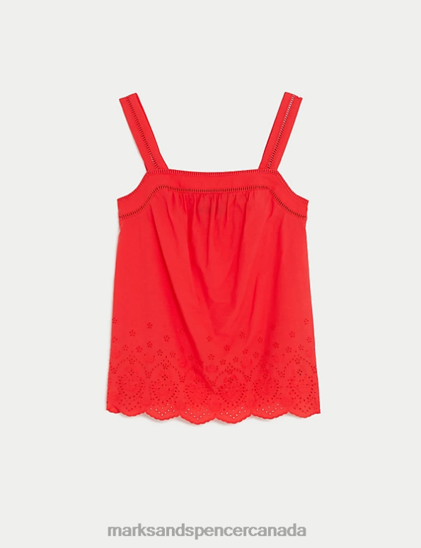 Marks and Spencer near me - Women Flame Clothing Marks & Spencer Pure Cotton Broderie Detail Cami Top 20VTD3499