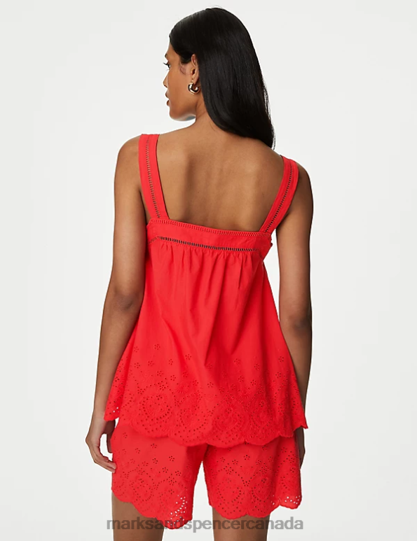 Marks and Spencer near me - Women Flame Clothing Marks & Spencer Pure Cotton Broderie Detail Cami Top 20VTD3499