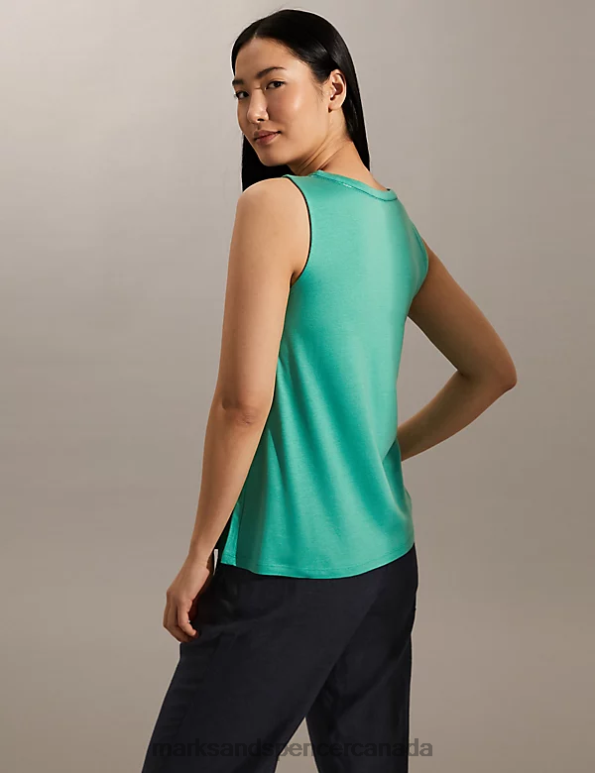 Women Green Clothing Marks & Spencer Regular Fit Vest Top 20VTD3066 - Marks and Spencer outlet