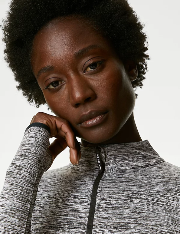Women Grey Marl Clothing Marks & Spencer Funnel Neck Half Zip Running Top 20VTD421 - Marks and Spencer online