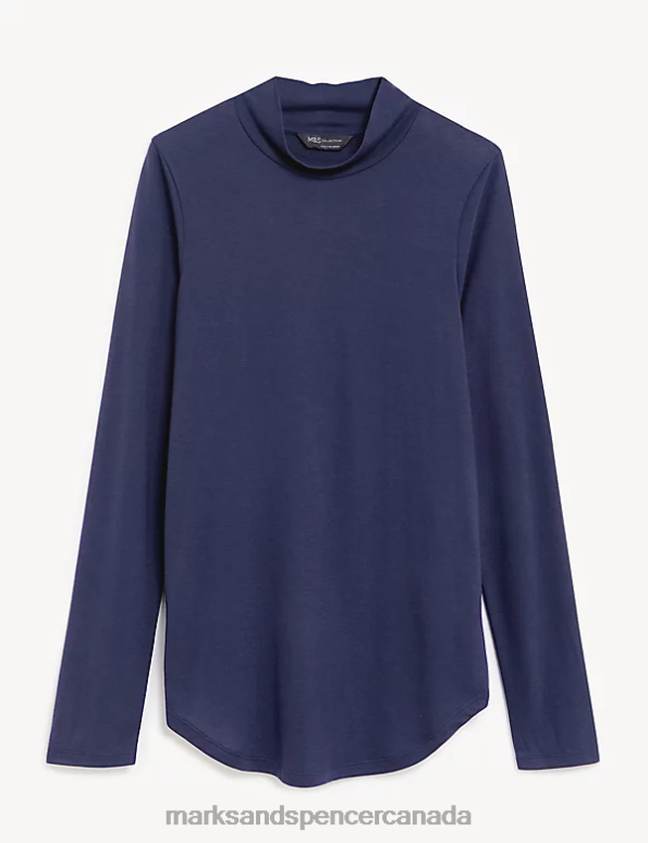 Marks and Spencer near me - Women Ink Clothing Marks & Spencer Jersey Roll Neck Relaxed Long Sleeve Top 20VTD3116